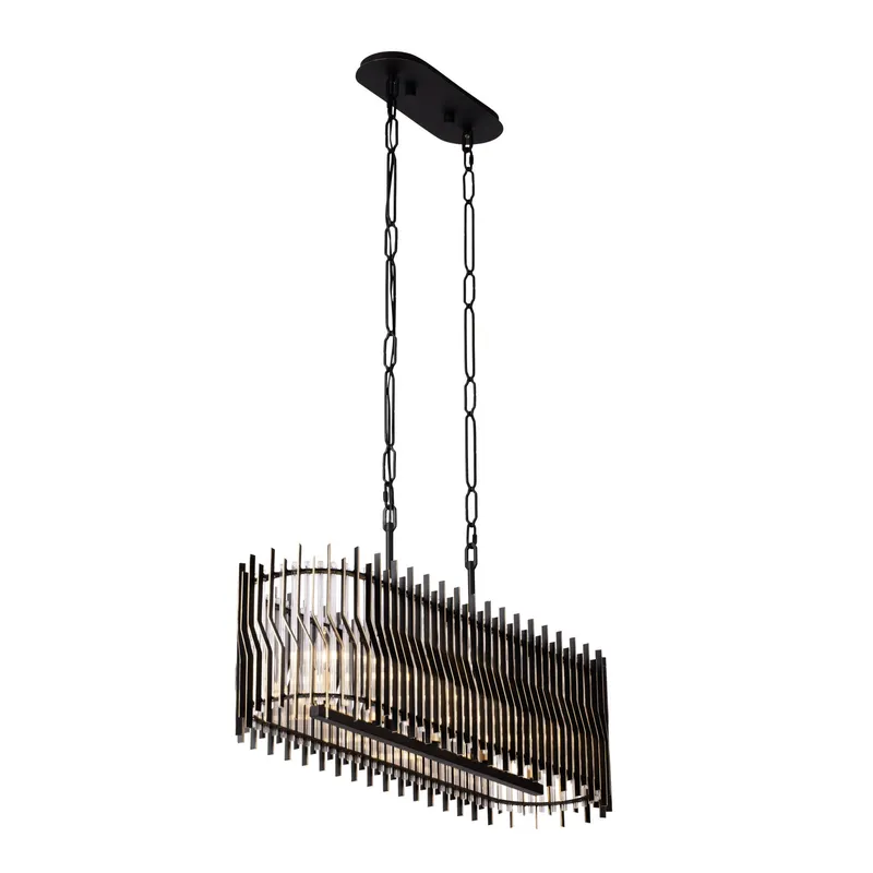 Park Row 5 Light   Linear Pendant - Matte Black/French Gold — Varaluz Lighting LED Linear Lights  