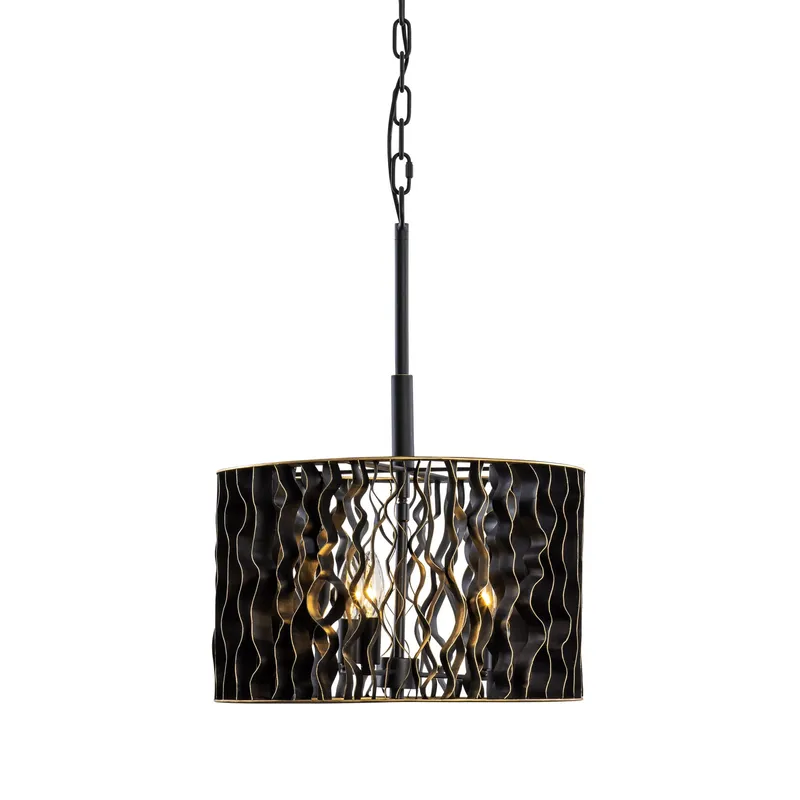Estela 3 Light Convertible Pendant/Semi-Flush - Matte Black/French Gold — Varaluz Lighting LED Landscape Lights  