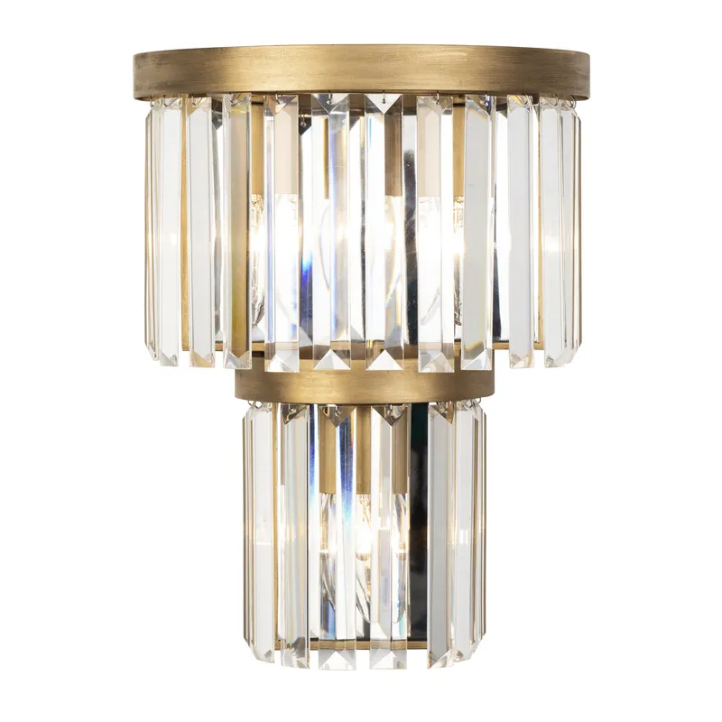 Social Club 3 Light 2-Tier Crystal Sconce - Havana Gold — Varaluz Lighting LED Smart & Connected Lighting  