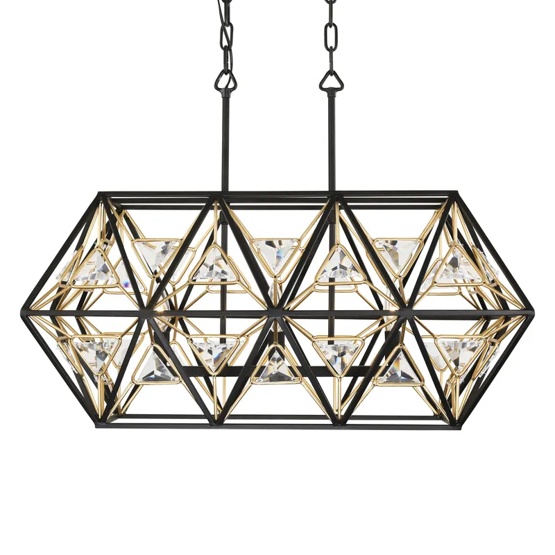 Marcia 3 Light Linear Pendant - Matte Black/French Gold — Varaluz Lighting LED Linear Lights  