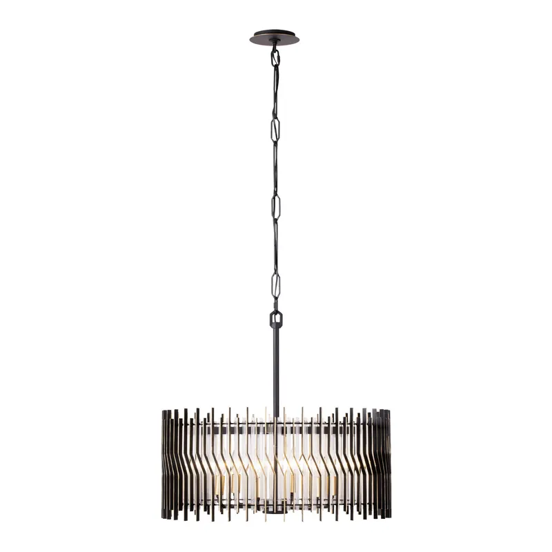 Park Row 6 Light   Pendant - Matte Black/French Gold — Varaluz Lighting LED Landscape Lights  