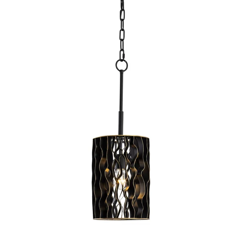 Estela 1 Light Mini Pendant - Matte Black/French Gold — Varaluz Lighting LED Landscape Lights  