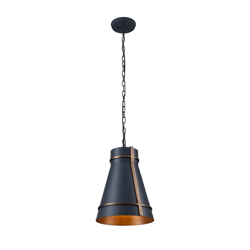 Brasserie 1 Light Pendant - Blackened Zinc/Heritage Bronze — Varaluz Lighting LED Landscape Lights  