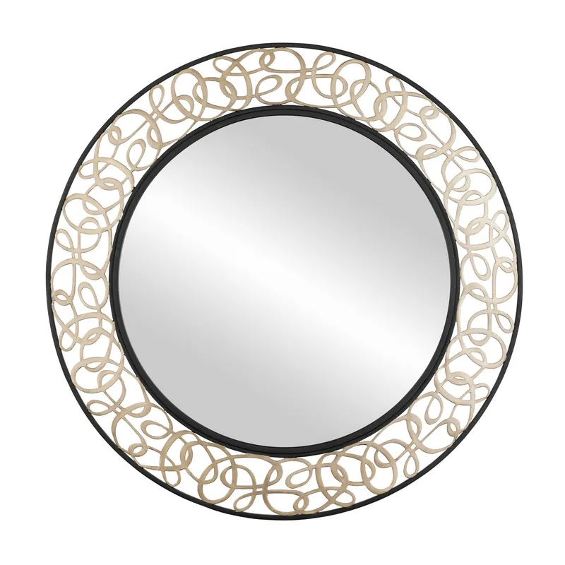 Scribble 33-in Wall Mirror - Matte Black/Artifact — Varaluz Lighting LED Wall Lights  