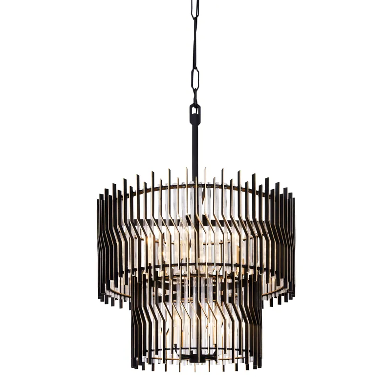 Park Row 10 Light 2-Tier Chandelier - Matte Black/French Gold — Varaluz Lighting LED Landscape Lights  