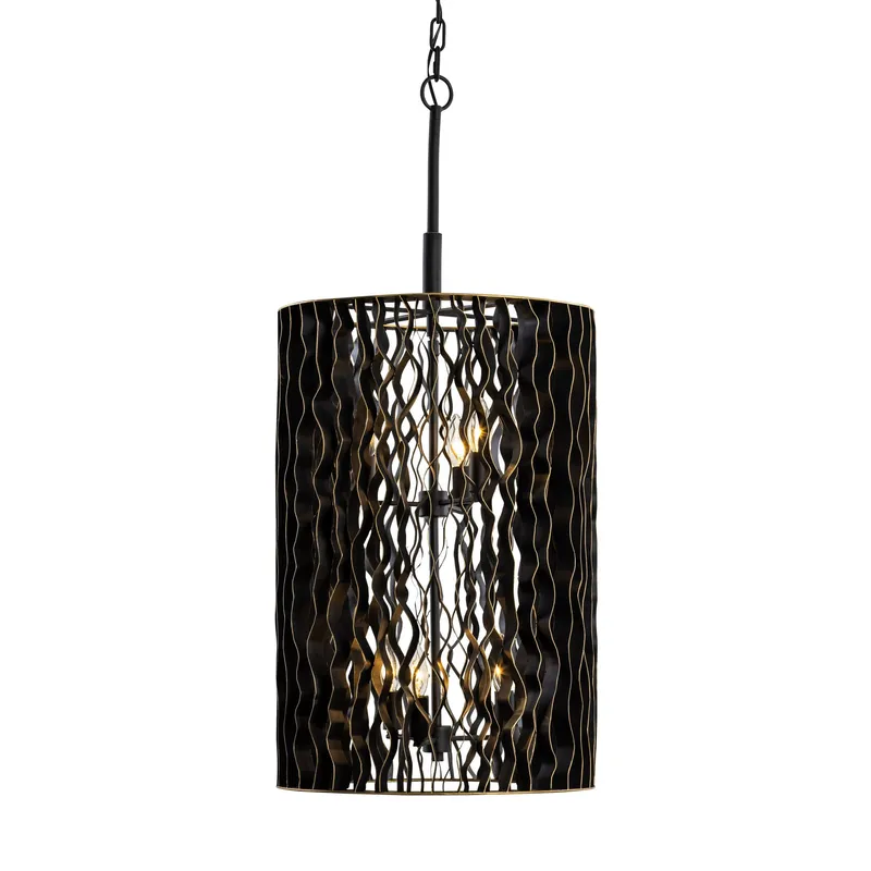 Estela 6 Light Foyer - Matte Black/French Gold — Varaluz Lighting LED Wall Lights  