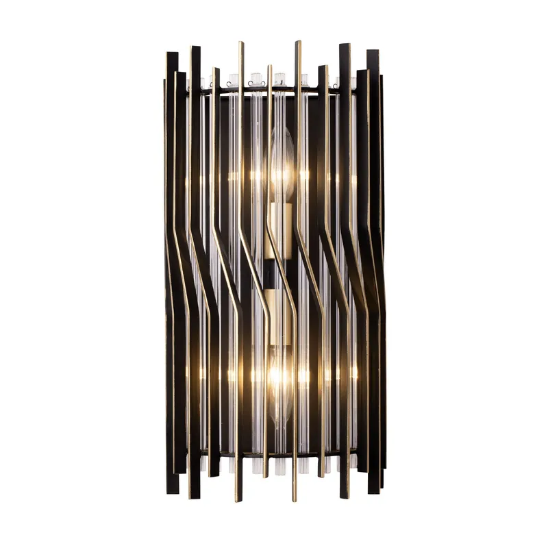 Park Row 2 Light   Sconce - Matte Black/French Gold — Varaluz Lighting LED Smart & Connected Lighting  