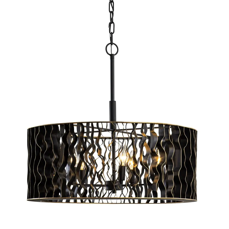 Estela 5 Light Pendant - Matte Black/French Gold — Varaluz Lighting LED Landscape Lights  