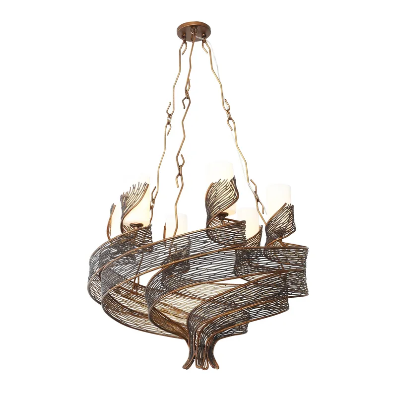 Flow 6 Light Chandelier - Hammered Ore — Varaluz Lighting LED Landscape Lights  