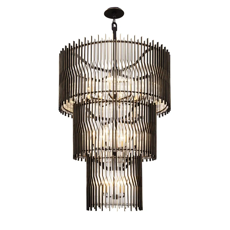 Park Row 18 Light 3-Tier Chandelier - Matte Black/French Gold — Varaluz Lighting LED Landscape Lights  