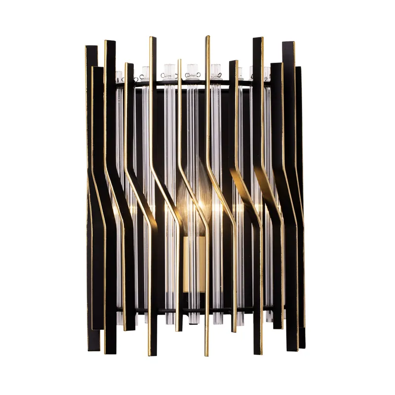 Park Row 1 Light   Sconce - Matte Black/French Gold — Varaluz Lighting LED Smart & Connected Lighting  