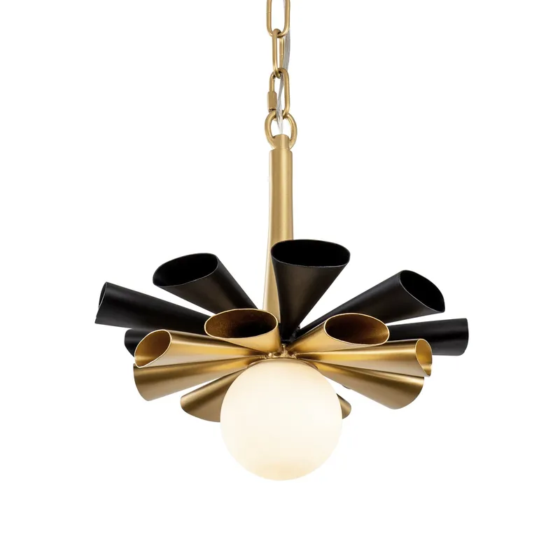 Daphne 1 Light Small Pendant - Matte Black/French Gold — Varaluz Lighting LED Landscape Lights  
