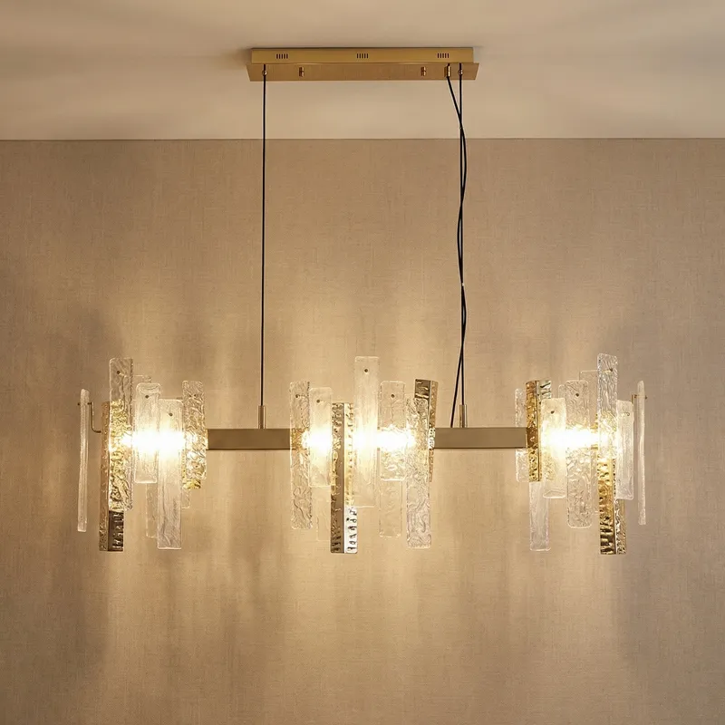 Glacier Textured Glass Linear Chandelier — YIOSI Lamps LED Linear Lights  3000K