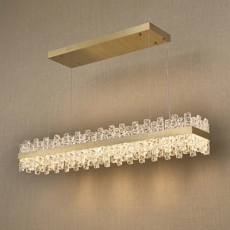 Quartz Glass Rectangular Chandelier — YIOSI Lamps LED Landscape Lights  3000K