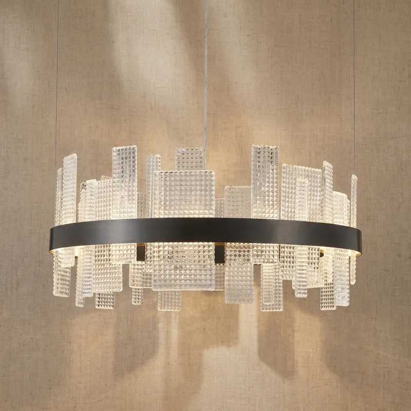 Lyra Round Glass Chandelier — YIOSI Lamps LED Landscape Lights  3000K