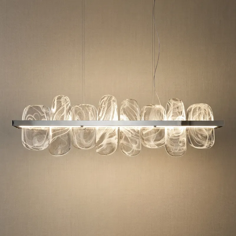 Iris Handblown Glass Petal linear Chandelier — YIOSI Lamps LED Linear Lights  3000K