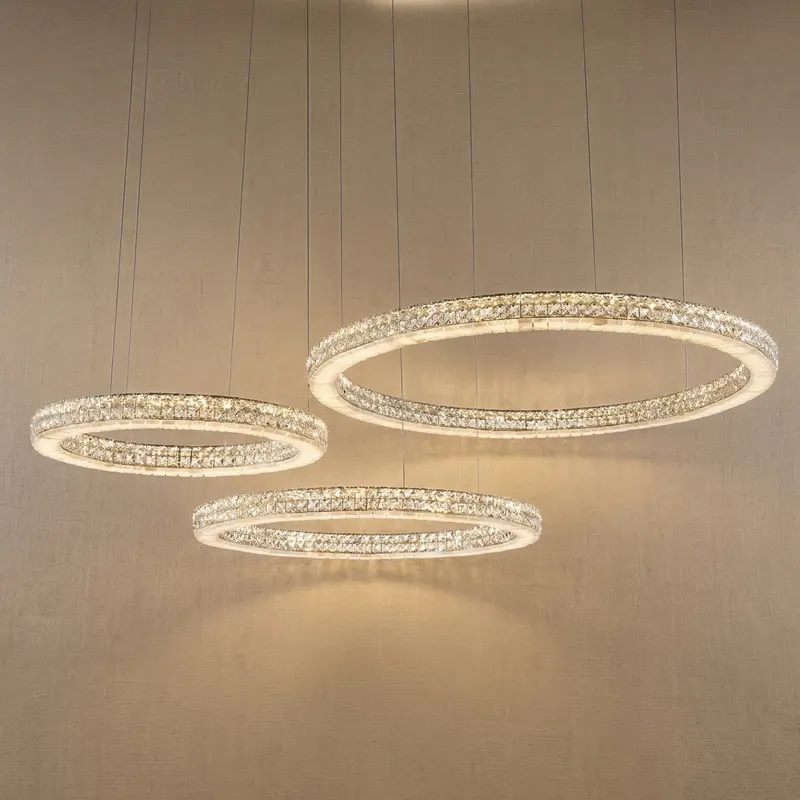 Yiosi 3-Tier Crystal & Alabaster Chandelier — YIOSI Lamps LED Landscape Lights  3000K