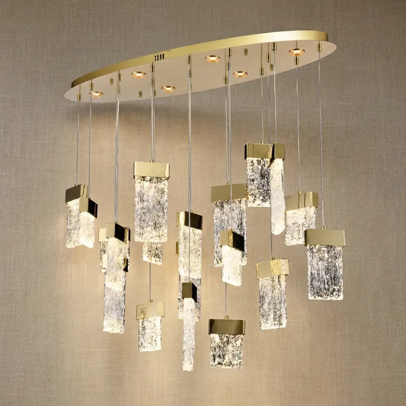 Yiosi Knox Oval Fluted Glass Chandelier 39" L — YIOSI Lamps LED Landscape Lights  3000K
