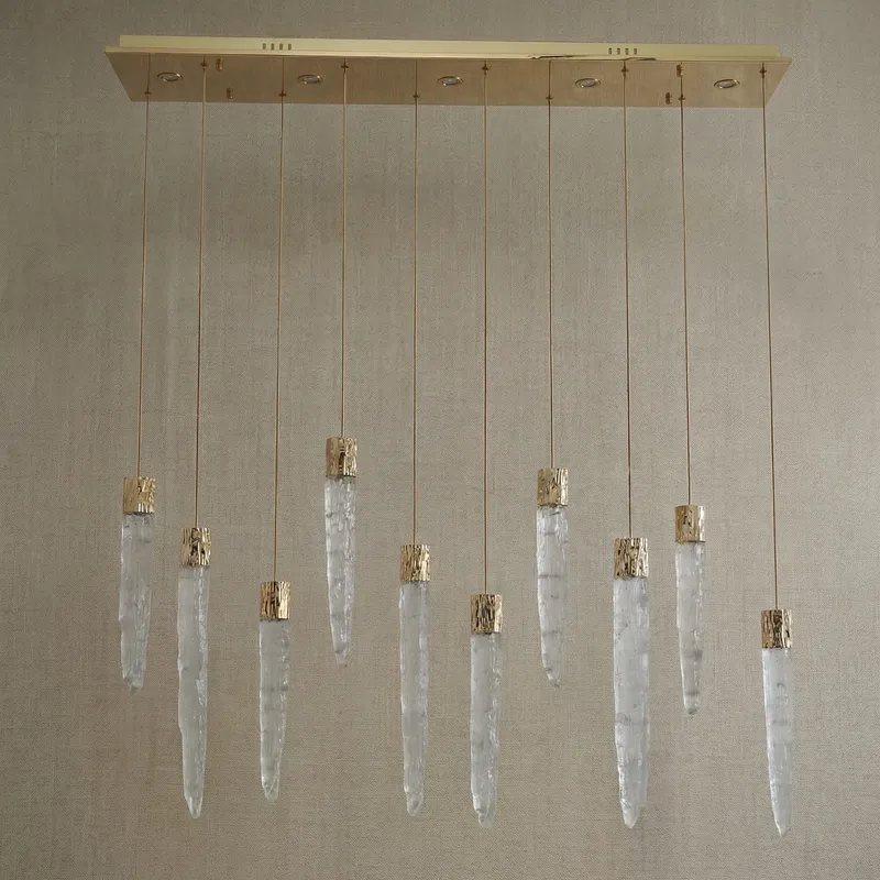 Yiosi Linear Icicle Crystal Glass Chandelier 47" — YIOSI Lamps LED Linear Lights  3000K