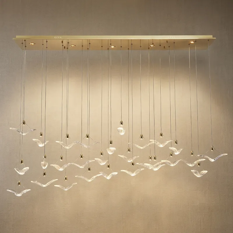 Yiosi Crane Cascading Linear Glass Chandelier — YIOSI Lamps LED Linear Lights  3000K