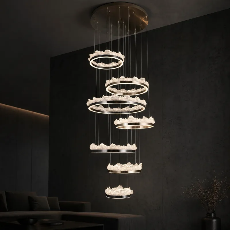 Wind & Wave Modern Sculptural Ring Chandelier — YIOSI Lamps LED Landscape Lights  