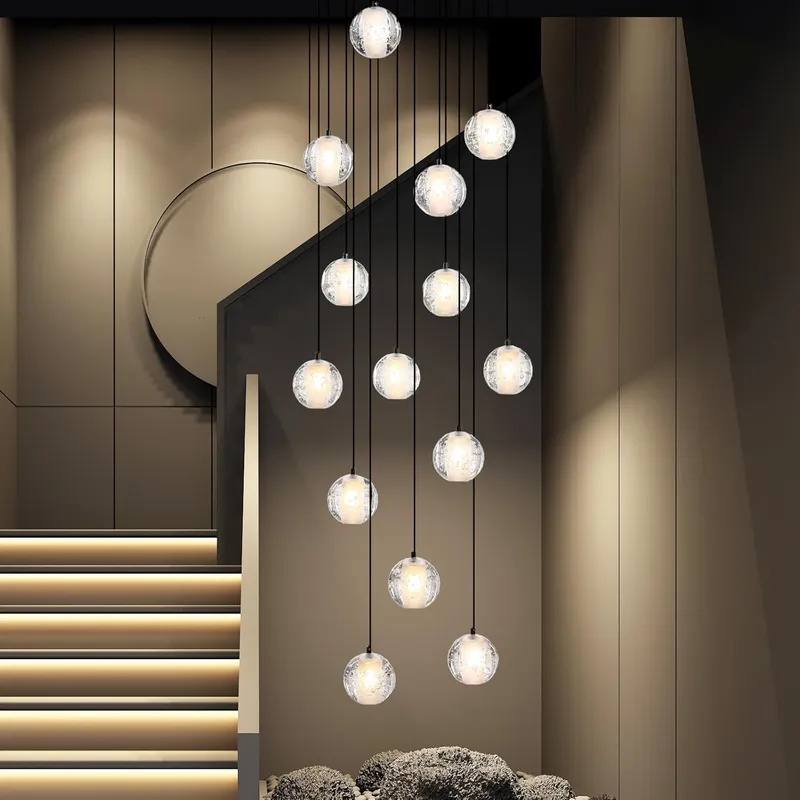 YIOSI Black chandelier-14-Lights Staircase Chandelier for Living Room Hight Ceiling Foyer Pendant Lighting Fixture Modern Crystal Chandelier Spiral Stairwell Lighting Round Base Light, — YIOSI Lamps LED Landscape Lights  
