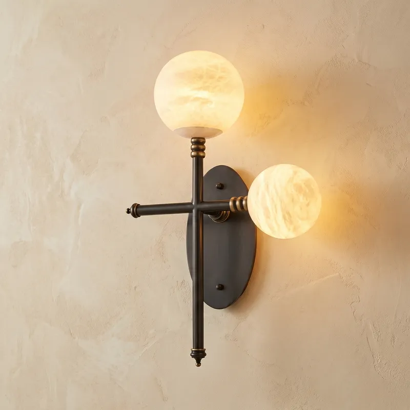 Duo Orb T-Cross Wall Alabaster — YIOSI Lamps LED Wall Lights  3000K