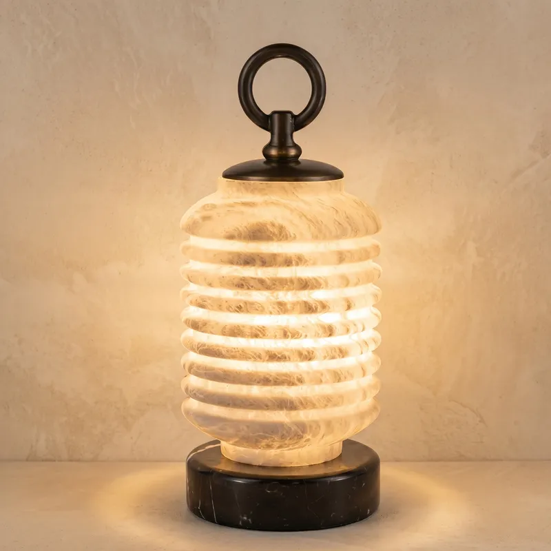 Ridged Lantern Table Alabaster — YIOSI Lamps LED Temporary & Work Lights  3000K