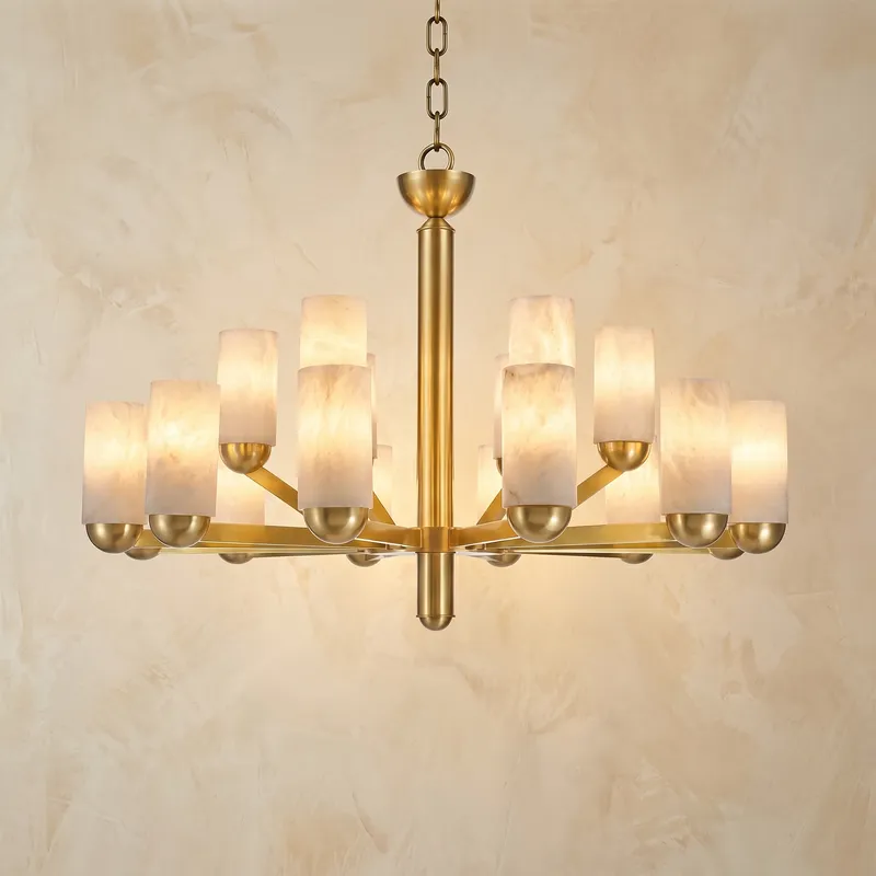 Cylinder Shade Alabaster Pendant Light — YIOSI Lamps LED Landscape Lights  3000K