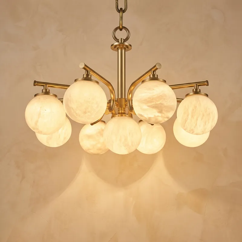 Brass 9-orb (extra) Alabaster Pendant Light — YIOSI Lamps LED Landscape Lights  3000K