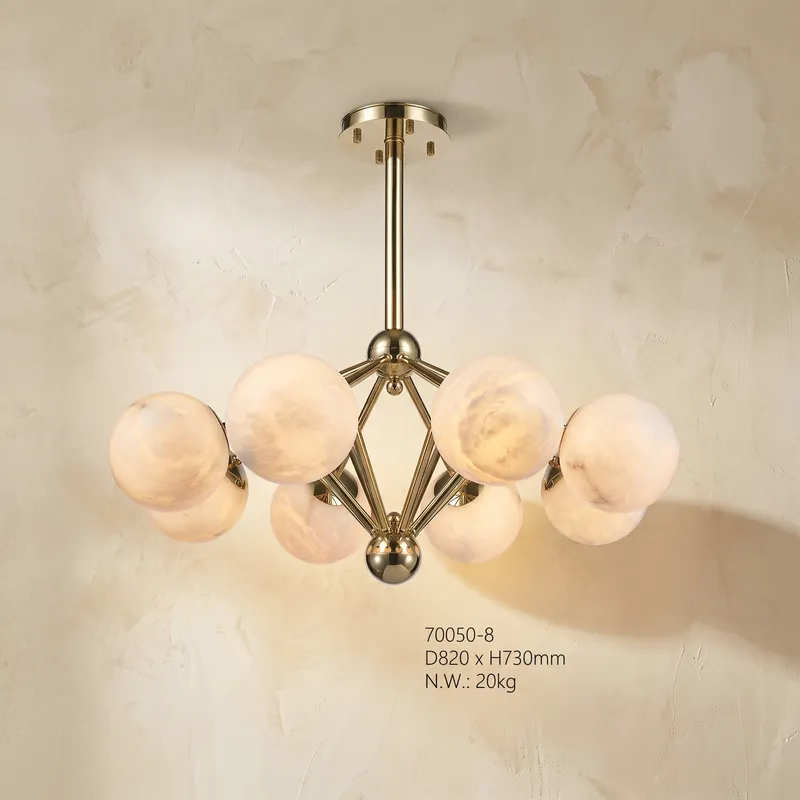 Brass 8-orb Alabaster Pendant Light — YIOSI Lamps LED Landscape Lights  3000K