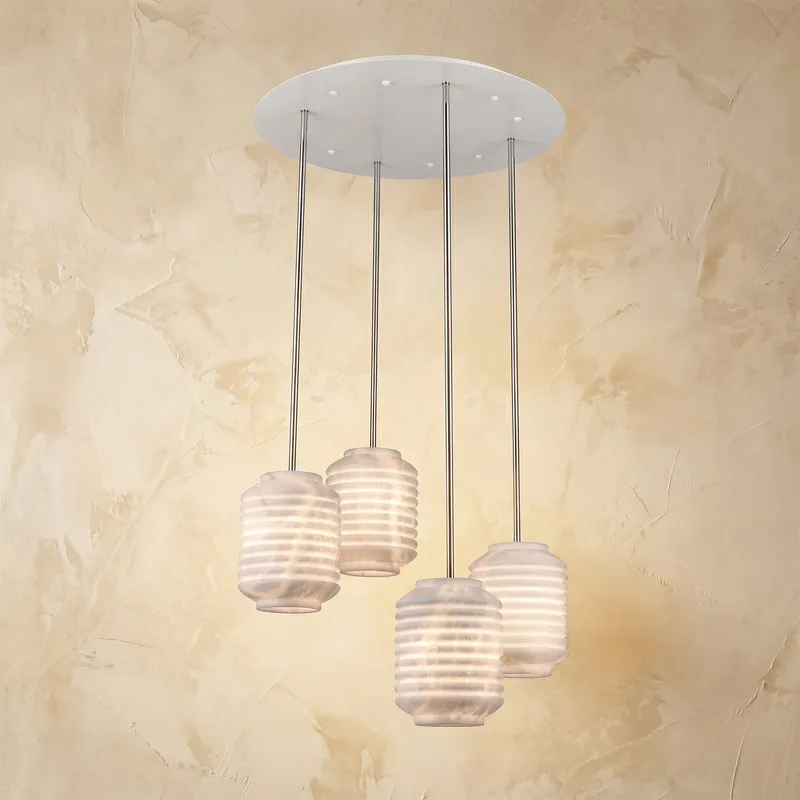 Ribbed Cylinder Pendant Alabaster — YIOSI Lamps LED Landscape Lights  3000K