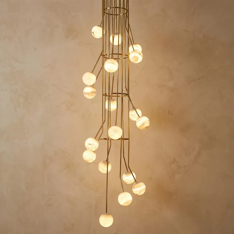 Brass Cascade Alabaster Pendant Light — YIOSI Lamps LED Landscape Lights  3000K