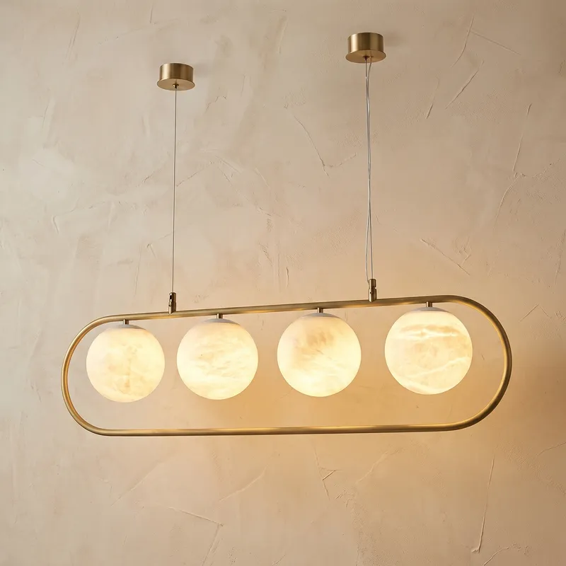 Brass Linear Orb Alabaster Pendant Light — YIOSI Lamps LED Linear Lights  3000K