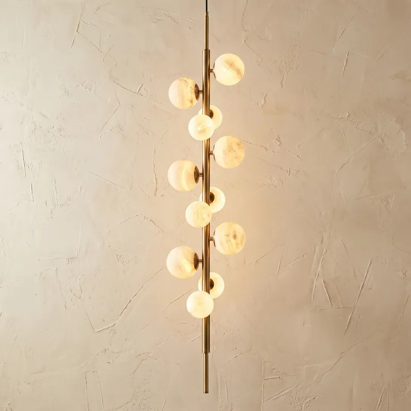 Vertical Orb Cascade Alabaster Pendant Light — YIOSI Lamps LED Landscape Lights  3000K