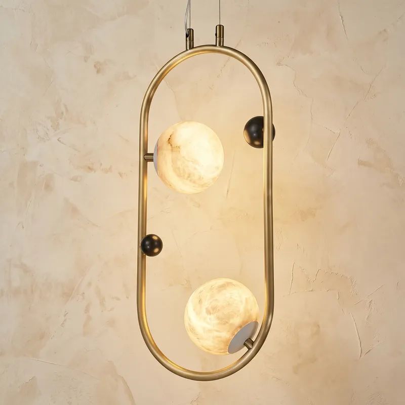 Oval Frame Duo Alabaster Pendant Light — YIOSI Lamps LED Landscape Lights  3000K