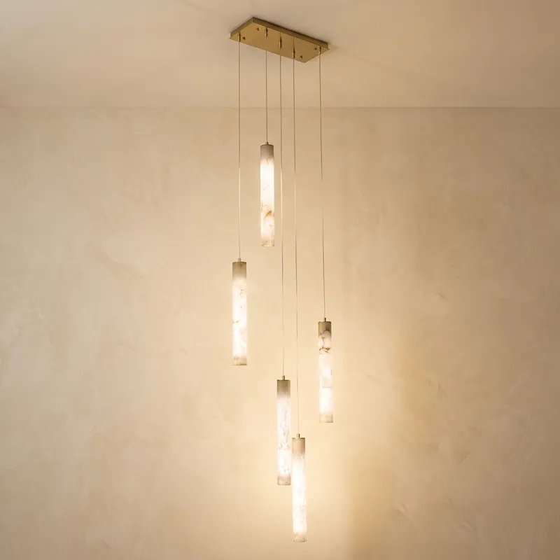 Linear Cylinder Cluster Alabaster Pendant Light — YIOSI Lamps LED Linear Lights  3000K
