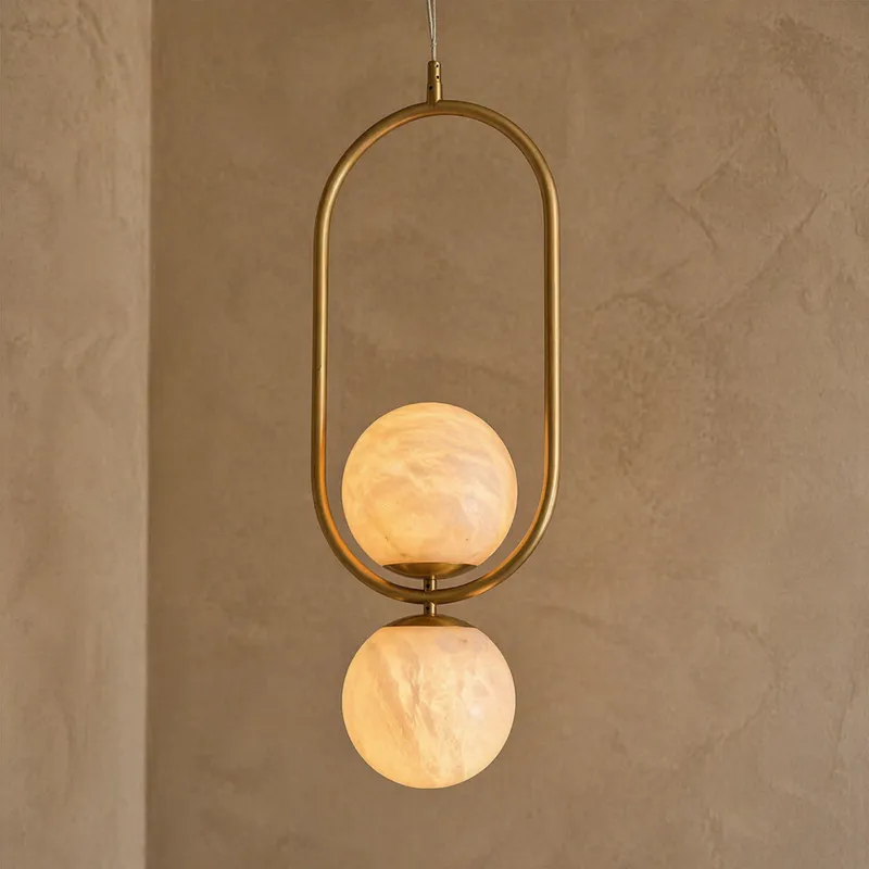 Oval Frame Duo Modern Alabaster Pendant Light — YIOSI Lamps LED Landscape Lights  3000K