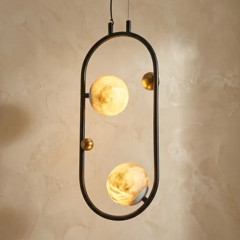 Oval Frame Duo Classic Alabaster Pendant Light — YIOSI Lamps LED Landscape Lights  3000K
