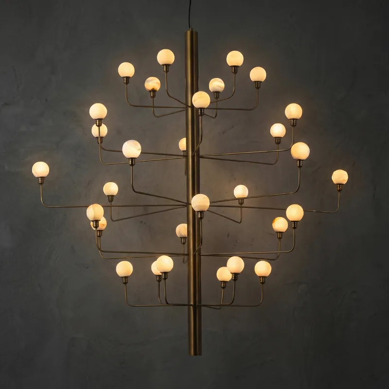 Ramo Cluster Alabaster Chandelier — Brass — YIOSI Lamps LED Landscape Lights  