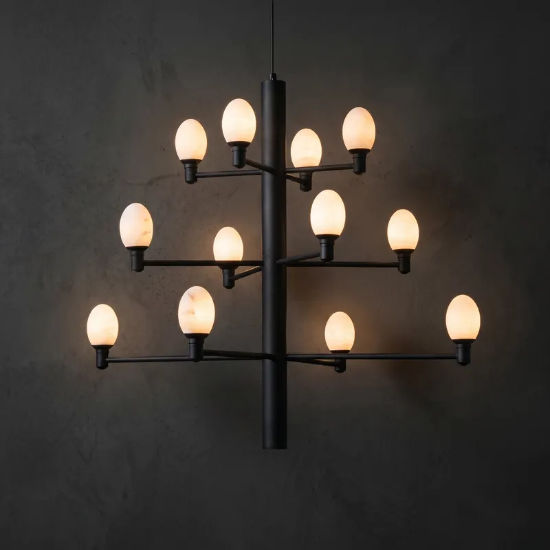Ramo Egg Alabaster Chandelier — Black — YIOSI Lamps LED Landscape Lights  