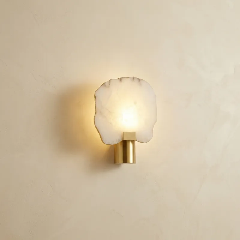 Terra Slice Half Moon Alabaster Wall Sconce — YIOSI Lamps LED Wall Lights 40.0W 