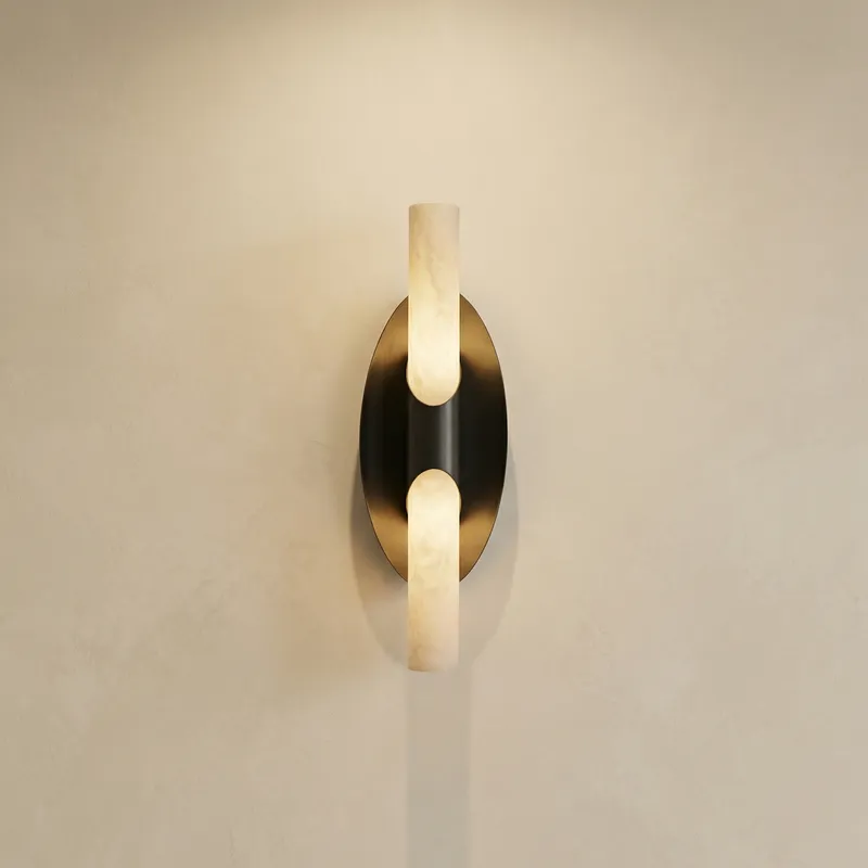 Oval Plate Duo Twin Opal Alabaster Wall Sconce — YIOSI Lamps LED Wall Lights 40.0W 