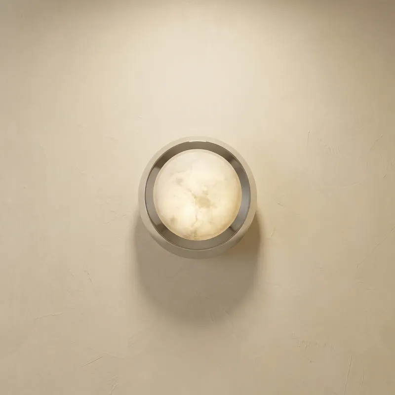 Luna Disc Chrome Bezel Alabaster Wall Sconce — YIOSI Lamps LED Wall Lights 40.0W 