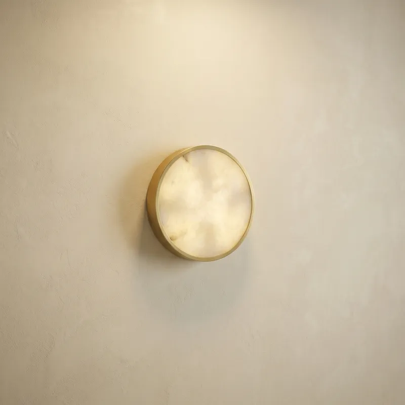 Luna Disc Oversized Flush Alabaster Wall Sconce — YIOSI Lamps LED Wall Lights  