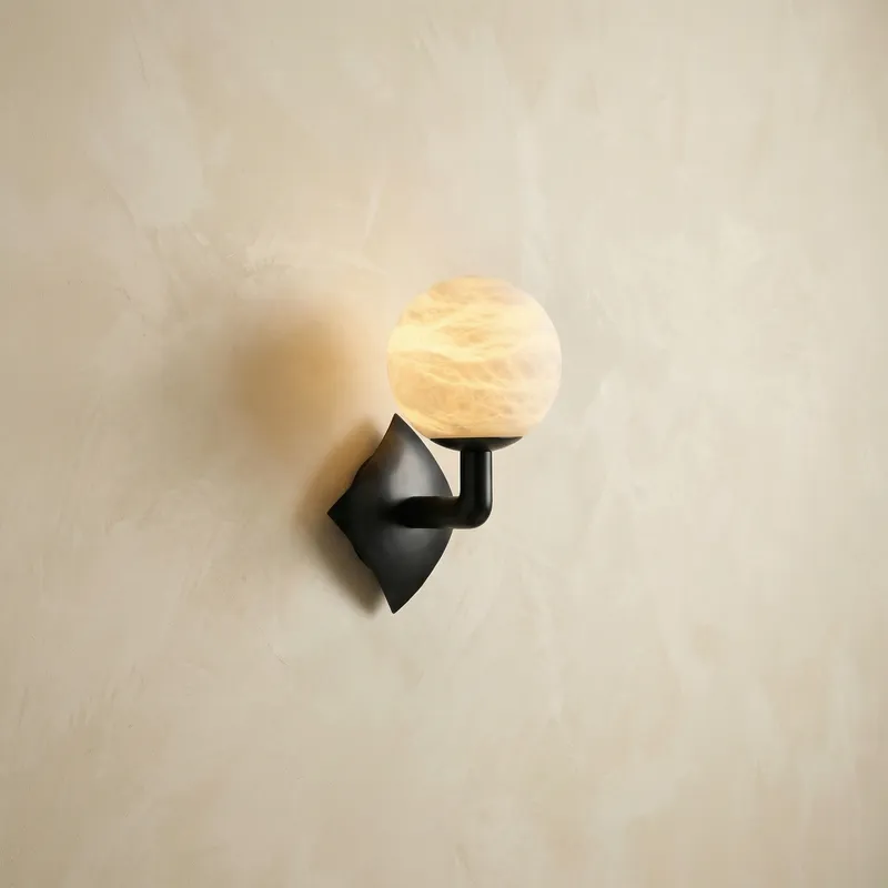 Sculpted Form Orb & Leaf Alabaster Wall Sconce — YIOSI Lamps LED Wall Lights  