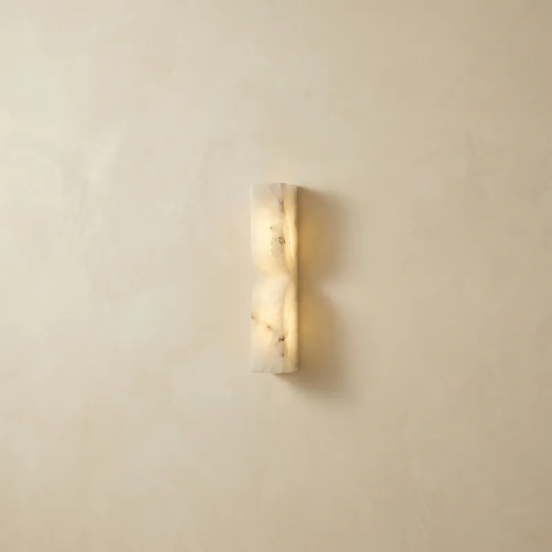 Sculpted Form Raw Stone Pillar Alabaster Wall Sconce — YIOSI Lamps LED Wall Lights  3000K