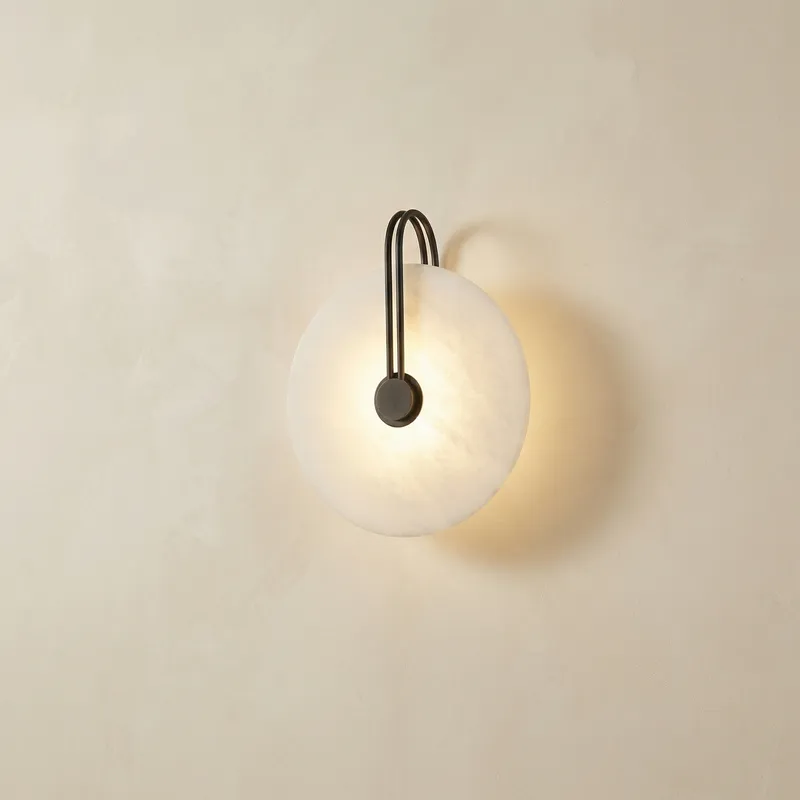 Sculpted Form Disc Halo Alabaster Wall Sconce — YIOSI Lamps LED Wall Lights 40.0W 