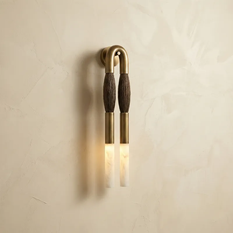 Pillar Light Ink Brush Alabaster Twin Wall Sconce — YIOSI Lamps LED Wall Lights 40.0W 