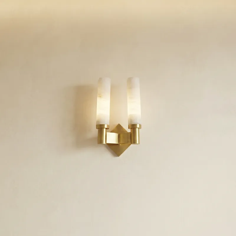 Pillar Light Twin Column Alabaster Brass Wall Sconce — YIOSI Lamps LED Wall Lights 40.0W 